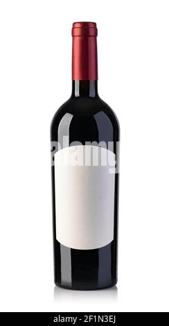 Wine bottle isolated. With blank label Stock Photo
