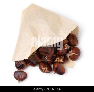 Chestnuts on a white background Stock Photo