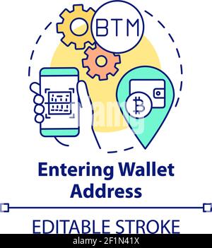 Entering wallet address concept icon Stock Vector