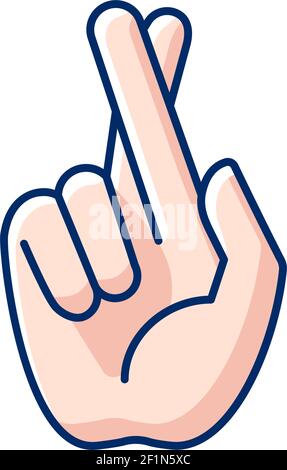 Crossed fingers RGB color icon Stock Vector