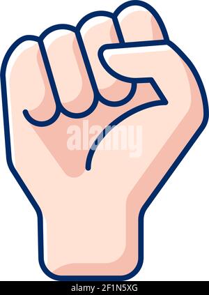 Clenched fist RGB color icon Stock Vector