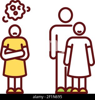 Isolating sick people RGB color icon Stock Vector