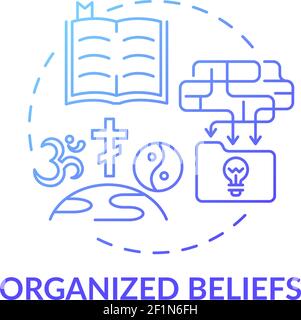 Organized beliefs blue gradient concept icon Stock Vector