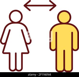Social distancing RGB color icon Stock Vector