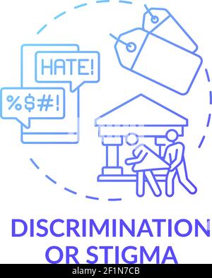 Discrimination or stigma blue gradient concept icon Stock Vector