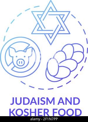 Judaism and kosher food blue gradient concept icon Stock Vector