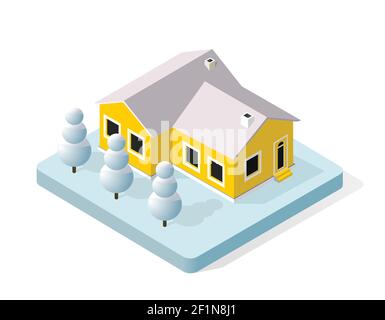 Christmas city isometric urban winter quarter in the snow Stock Vector