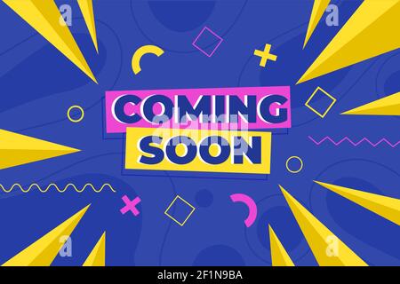 Colorful coming soon promo wallpaper Vector illustration. Stock Vector
