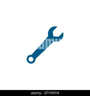 Wrench Blue Icon On White Background. Blue Flat Style Vector Illustration. Stock Vector