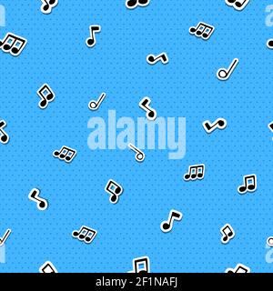 Tiny music note seamless pattern, cartoon background for musical theory, classical or sound education concept. Stock Vector