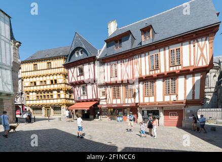 The Place Henri IV or Henry IV Square in the center of old town in Vannes in Brittany