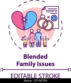 Blended family issues concept icon Stock Vector