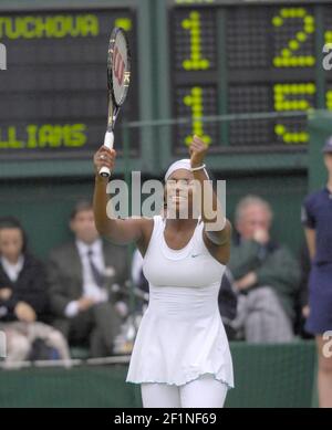 WIMBLEDON  2007 7th DAY 2/7/07. S.WILLIAMS  DURING HER MATCH WITH D.HANTUCHOVA. after winning   PICTURE DAVID ASHDOWN Stock Photo