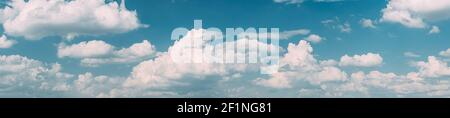 Natural Day Cloudy Sky Abstract Background. Panorama Panoramic View. Backdrop. Stock Photo
