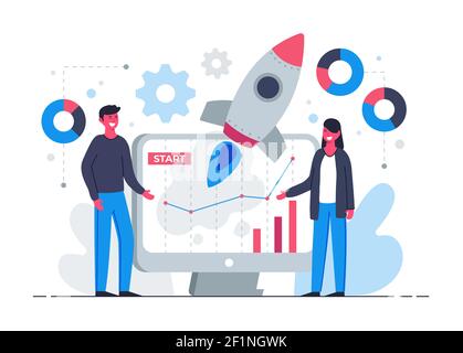 Hand drawn people starting a business project illustrated Vector ...