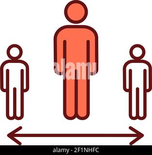 Keeping away from contact with sick person RGB color icon Stock Vector