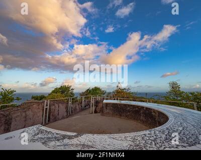 Orientation table before the Caravelle lighthouse in Trinité in Martinique Stock Photo