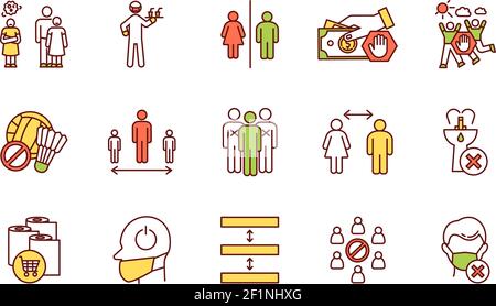 Public safety rules RGB color icons set Stock Vector