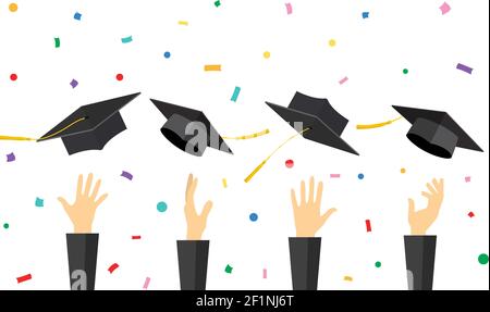 Graduating students of pupil hands Stock Vector