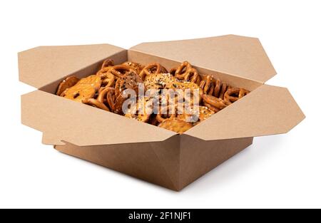 Salt Pretzels in box Stock Photo