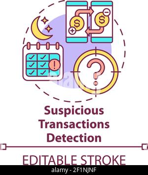 Suspicious transactions detection concept icon Stock Vector