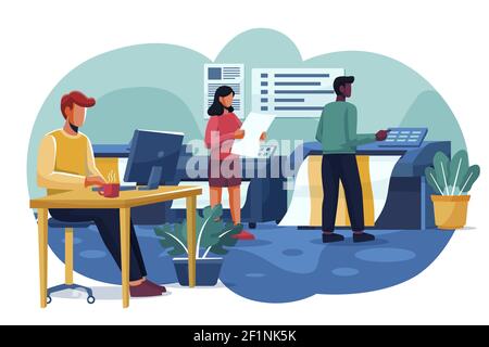 Printing industry illustration Vector illustration. Stock Vector