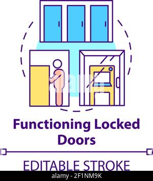 Functioning locked door concept icon Stock Vector