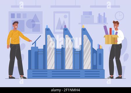 Printing industry illustration Vector illustration. Stock Vector