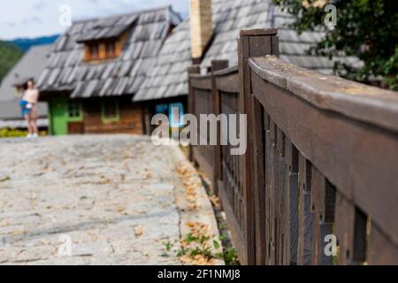 Drvengrad, Serbia- 18 September 2020: Kustendorf, traditional wooden village Drvengrad built by Emir Kusturica. Mokra Gora in Zlatibor surroundings Stock Photo