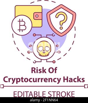 Risk of cryptocurrency hacks concept icon Stock Vector