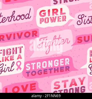 Breast Cancer awareness seamless pattern illustration of powerful