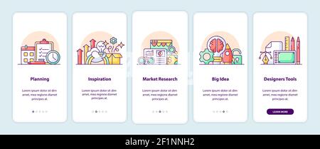 Creative thinking onboarding app screen pages Stock Vector