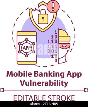 Mobile banking app vulnerability concept icon Stock Vector