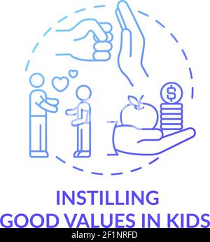 Instilling good values in kids blue gradient concept icon Stock Vector