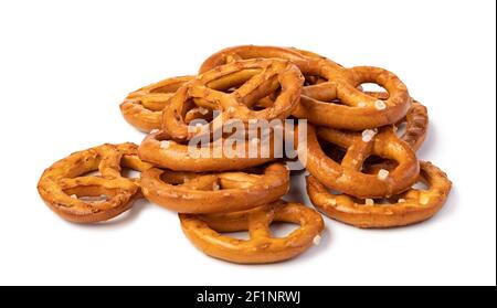 Salt Pretzels On White Stock Photo