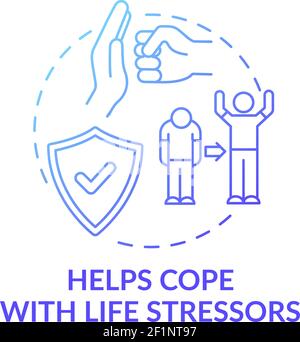 Helps cope with life stressors blue gradient concept icon Stock Vector