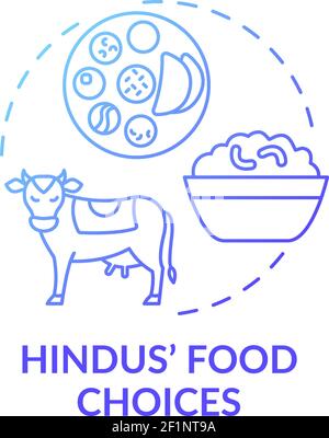 Hindu food choice blue gradient concept icon Stock Vector