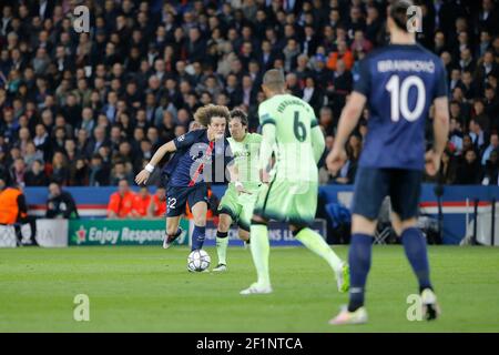 David Luiz Moreira Marinho (psg), David Silva (Manchester City FC), Fernando Francisco Reges (Manchester City FC), Zlatan Ibrahimovic (psg) during the UEFA Champions League quarter final football match, 1st leg, between Paris Saint Germain and Manchester City on April 6, 2016 at Parc des Princes stadium in Paris, France - Photo Stephane Allaman / DPPI Stock Photo