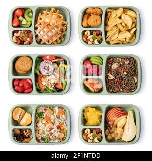 Lunch box with delicious food on a white background Stock Photo