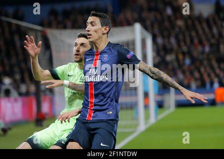 Angel Di Maria (psg), Jesus Navas (Manchester City FC) during the UEFA Champions League quarter final football match, 1st leg, between Paris Saint Germain and Manchester City on April 6, 2016 at Parc des Princes stadium in Paris, France - Photo Stephane Allaman / DPPI Stock Photo