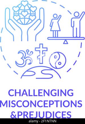 Challenging misconceptions and prejudices concept icon Stock Vector ...