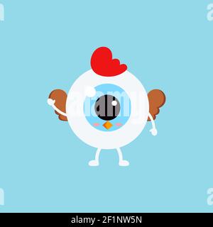 Easter cute eye ball hen costume icon. Stock Vector