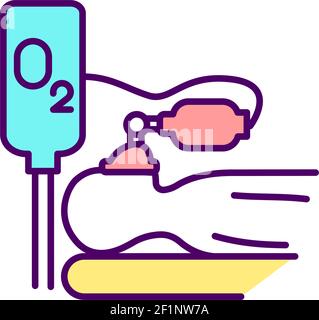 Problems with breathing RGB color icon Stock Vector