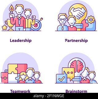 Business solutions creative UI concept icon set Stock Vector