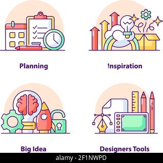 Business solutions creative UI concept icon set Stock Vector