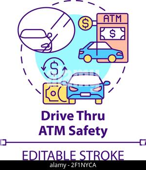Drive thru ATM safety concept icon Stock Vector