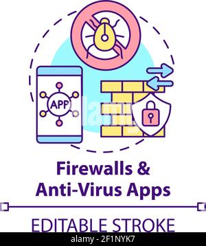 Firewall and anti-virus apps concept icon Stock Vector