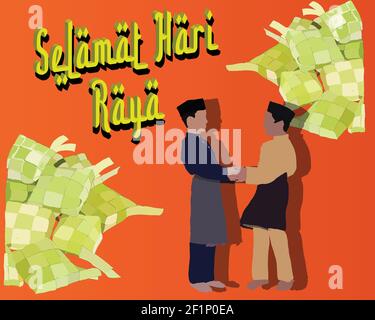 Vector Illustration of a text in malay 'Selamat Hari Raya' which a greeting for eid mubarak. Stock Vector