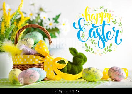 Happy Easter. Congratulatory easter background. Selective focus Stock Photo
