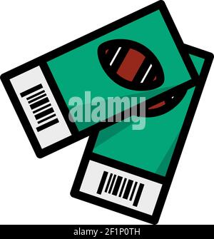 American Football Tickets Icon. Editable Outline With Color Fill Design. Vector Illustration. Stock Vector